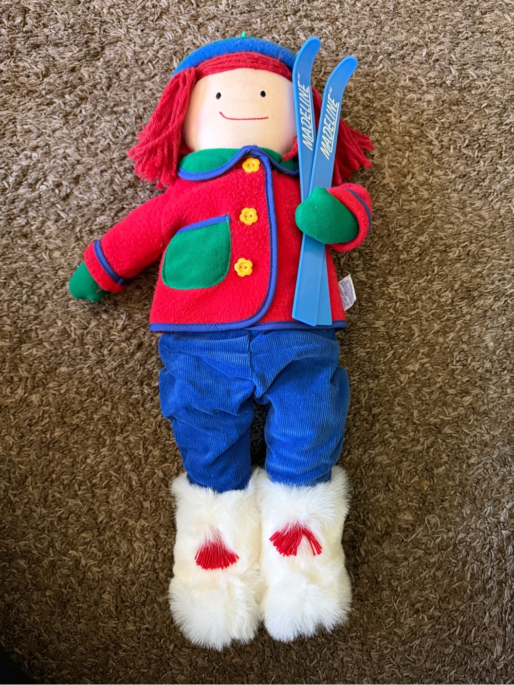 Vintage 1997 Eden Madeline Alpine Ski Doll Plush Soft Toy Complete With Skis 16"